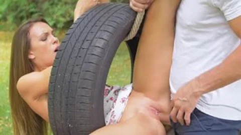 Babes: Beautiful Veronica Clark rough pussy fuck outdoors