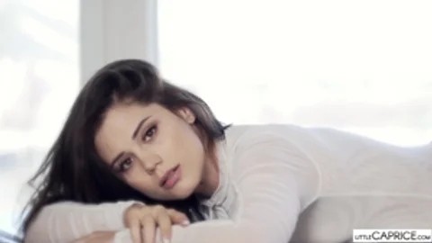 Hairy brunette Little Caprice orgasm in HD