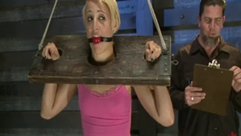 Hairy pornstar feels up to bound